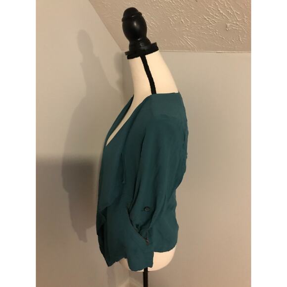 Anthropologie Elevenses Eldora Draped Blue Jacket - Size Medium - Picture 3 of 11